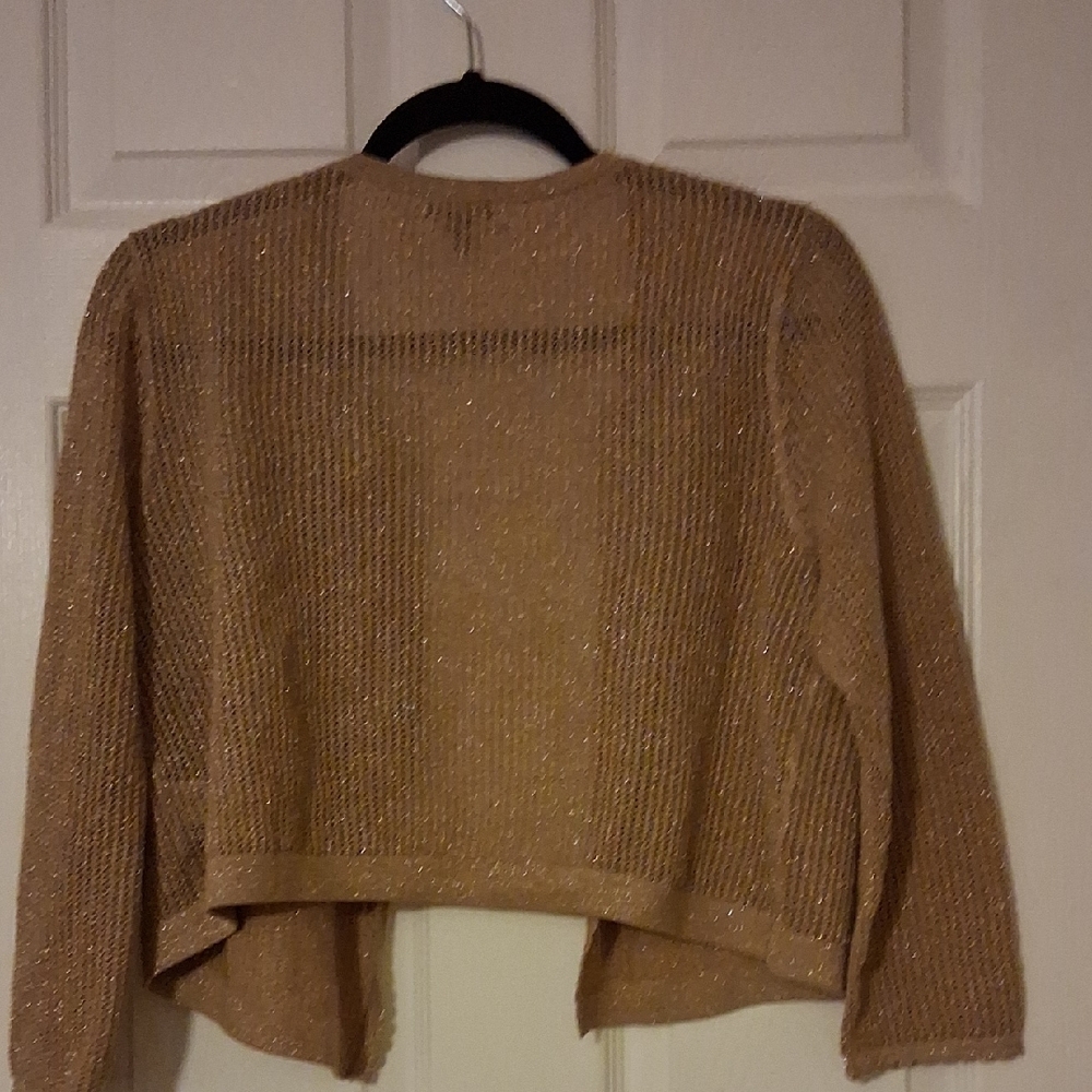Talbots Shimmering Gold Cropped Cardigan - Picture 3 of 3
